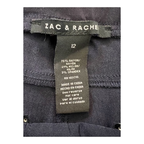 💙✨ NWT ZAC & RACHEL Navy Slim Ankle Stretch High Rise Pull-On Pants | Sz 12 - Picture 6 of 7
